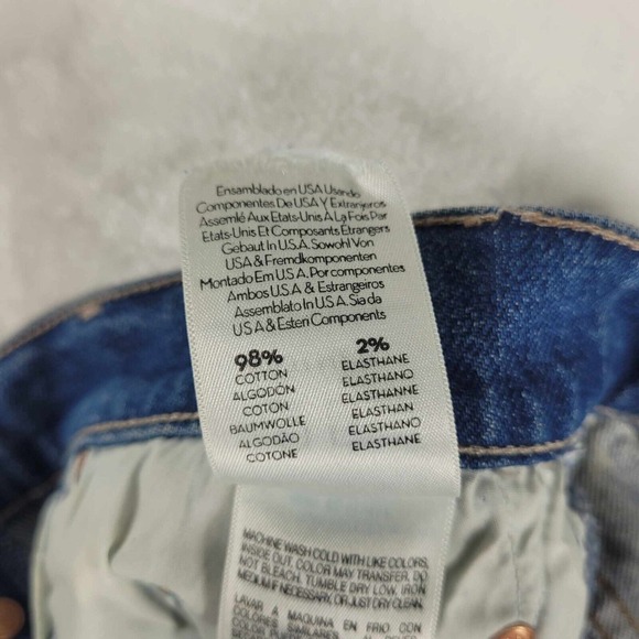 MOTHER Superior Vagabond Mini Fray Skirt Women Size 25 Blue‎ Denim USA Print - Picture 10 of 12